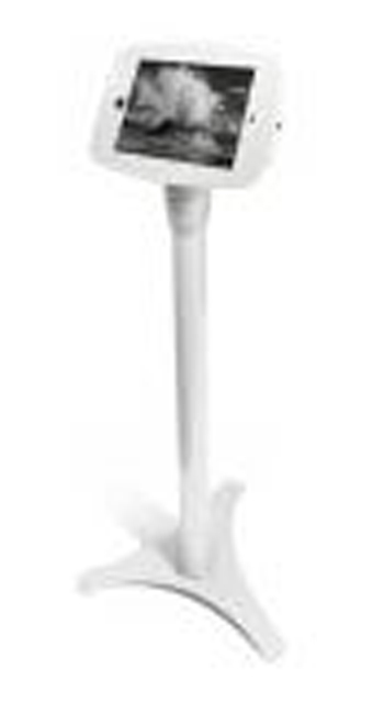 COMPULOCKS, IPAD PRO SECURE SPACE ENCLOSURE WITH ADJUTSABLE FLOOR STAND KIOSK WHITE